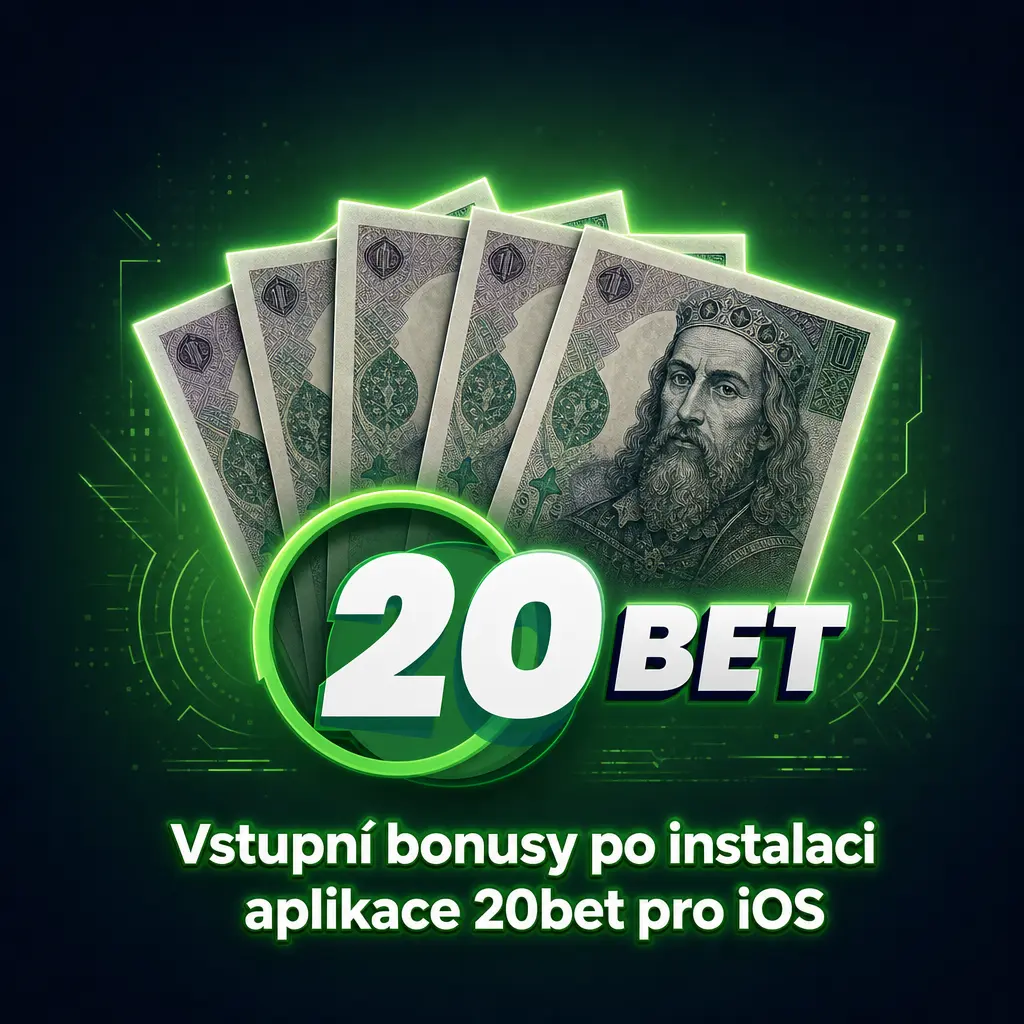 Vstupní bonusy 20bet iOS aplikace: casino bonus 100 % až 3 000 Kč s free spiny a sportovní bonus 100 % až 2 500 Kč